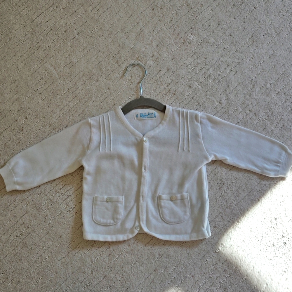 FELTMAN BROTHERS • Classic White Cotton Baby Cardigan, 12M